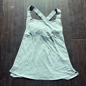 Grey/silver lululemon top.